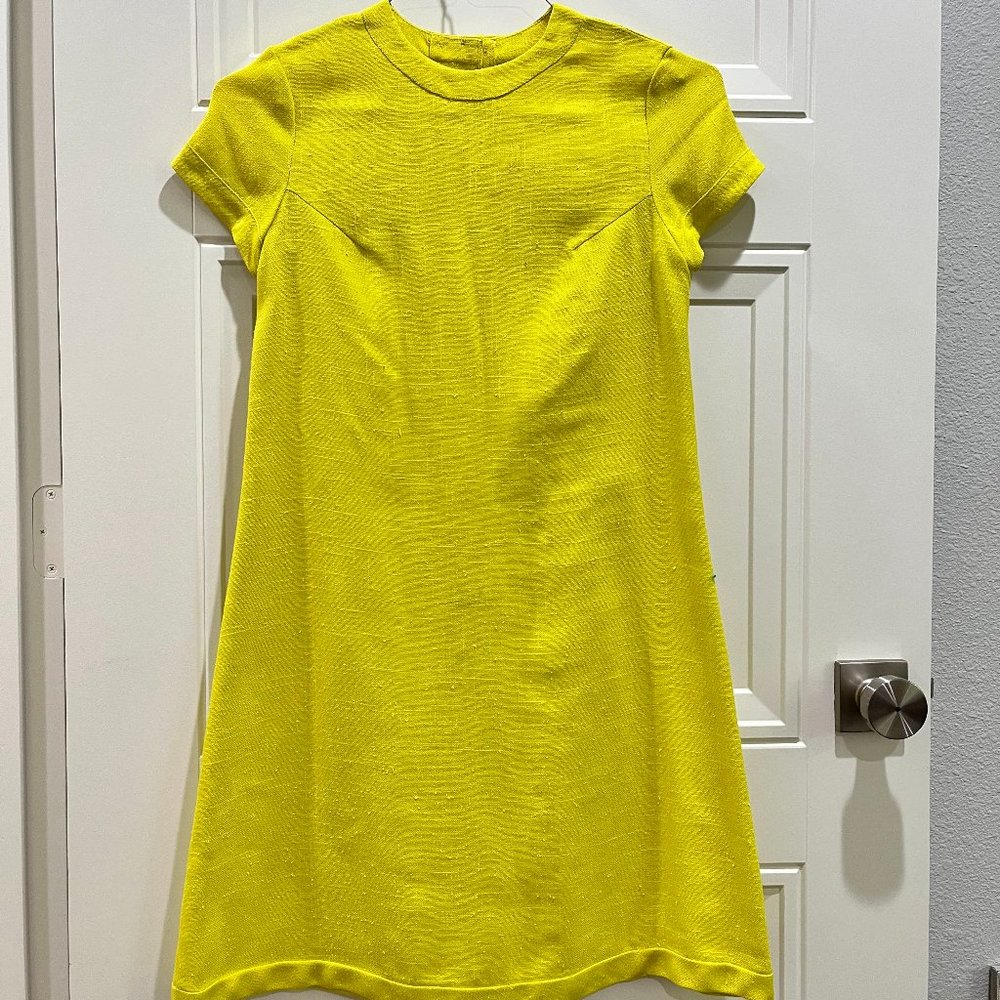 Vintage Yellow 70s Short-Sleeved A-Line Dress